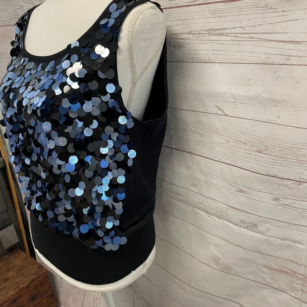 St. John Black Label Sequin silk cotton blend Top - Picture 2 of 7